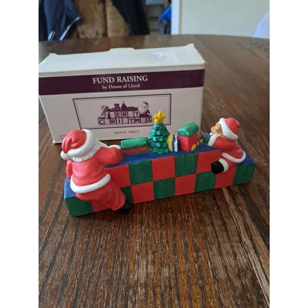 Vintage House of Lloyd Christmas Holiday Ceramic Santa Block Party Figurine